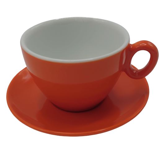 Inker šálek s podšálkem Cappuccino 250 ml oranžový 6 ks