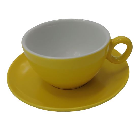 Inkerpor šálek s podšálkem Cappuccino 250 ml žlutý 6 ks
