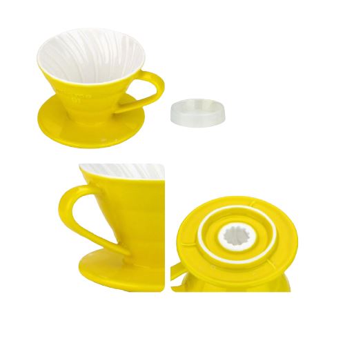 Tiamo keramický dripper na kávu V01 žlutý