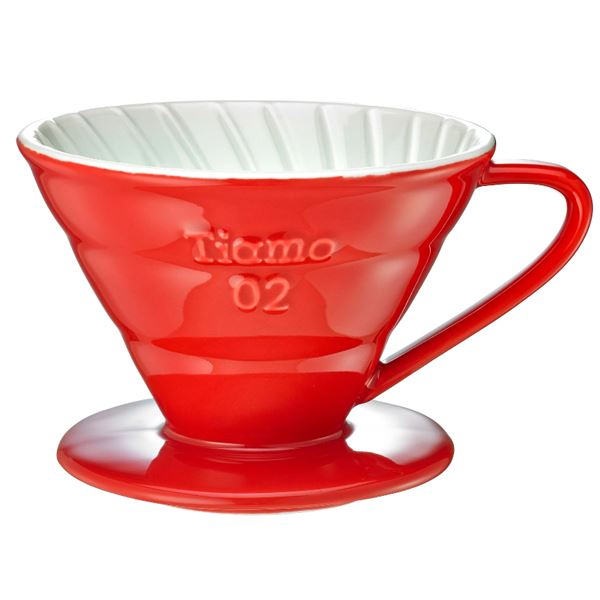 Tiamo keramický dripper na kávu V02 červený