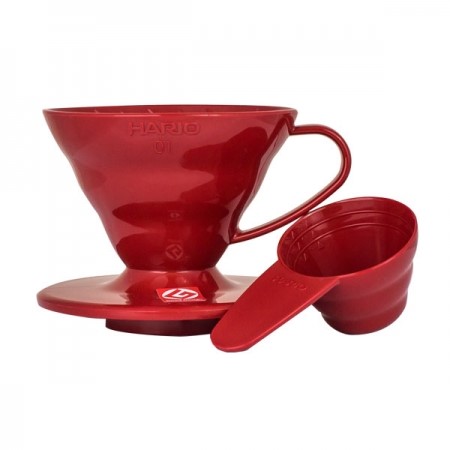 Hario plastový dripper na kávu V60-01 červený