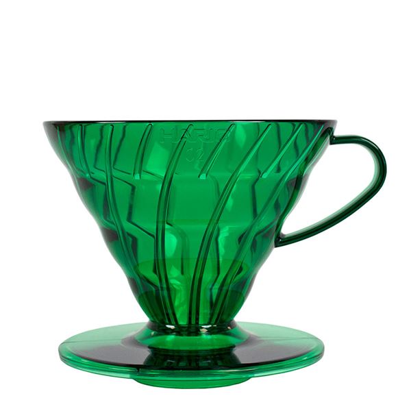 Hario plastový dripper průhledný V60-02 zelený