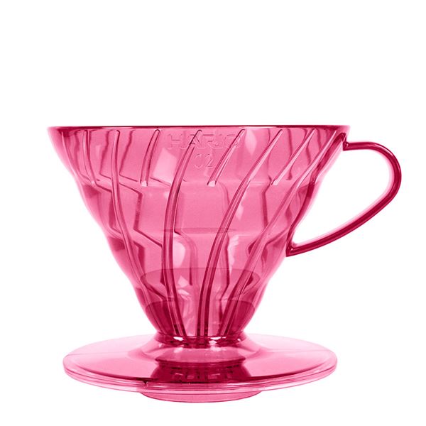 Hario plastový dripper průhledný V60-02 růžový