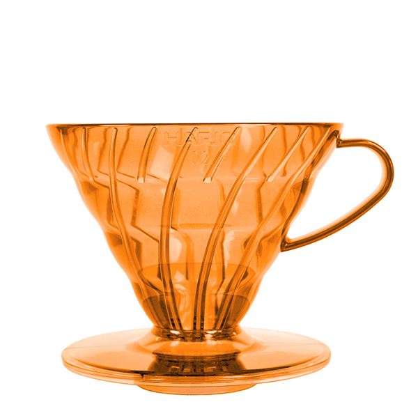 Hario plastový dripper průhledný V60-02 oranžový
