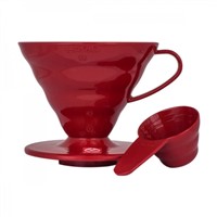 Hario plastový dripper na kávu V60-02 červený